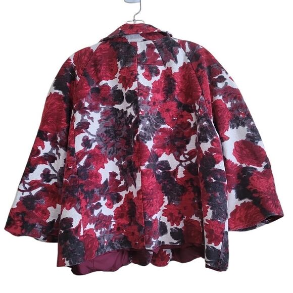 Talbots Red Gray Multicolored 3/4 Sleeve  Jacket Sz Large - Picture 2 of 8